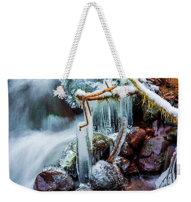 Art Weekender Tote Bag featuring the photograph Creekside Icicles by Jason Brooks