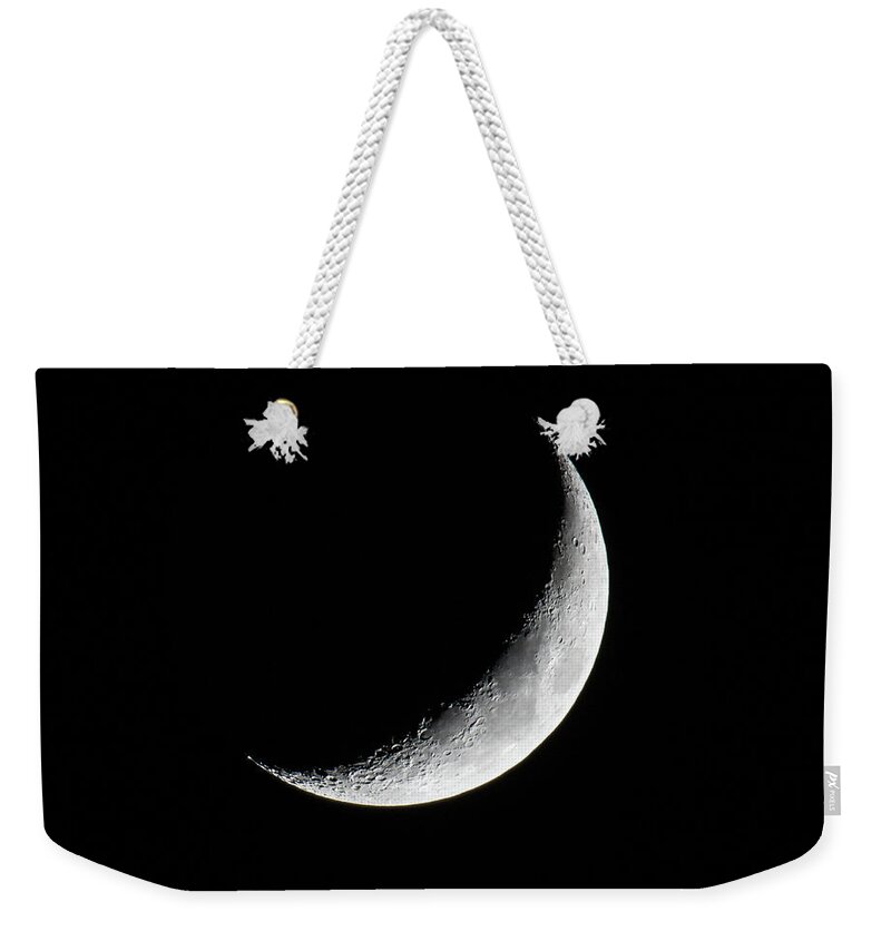 Crescent Moon Weekender Tote Bag featuring the photograph Crescent Moon by Darryl Hendricks