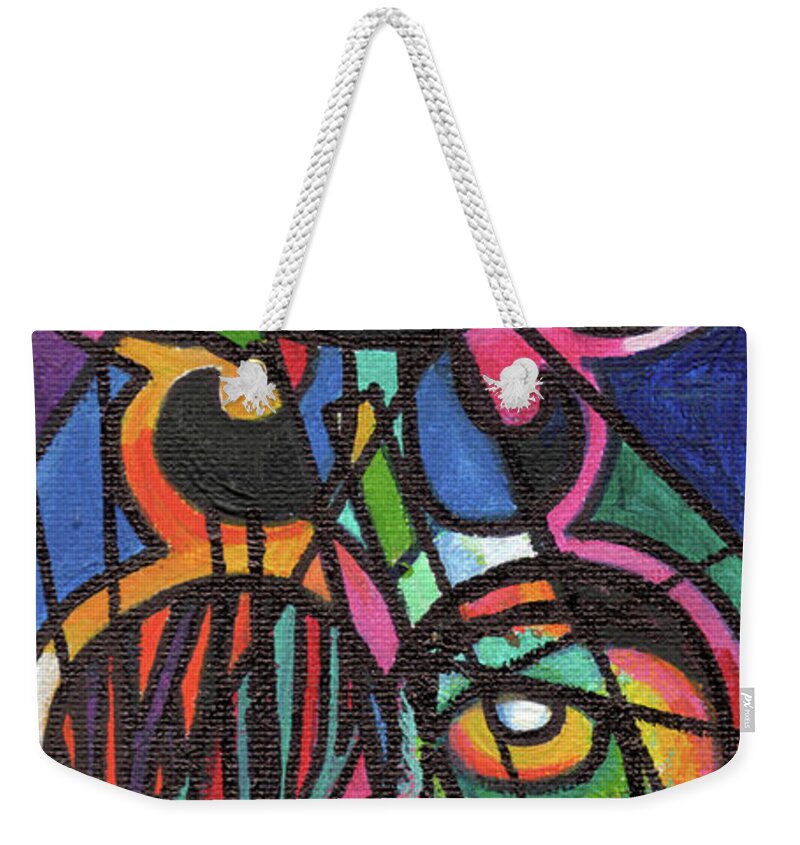 Whimsical Weekender Tote Bag featuring the painting Creve Coeur Streetlight Banners Whimsical Motion 19 by Genevieve Esson