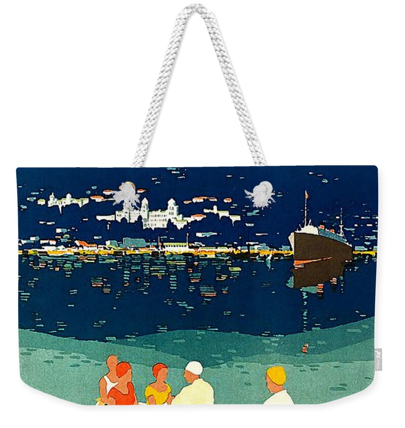 Crimea Weekender Tote Bag featuring the painting Crimea, tourists on a small boat by Long Shot