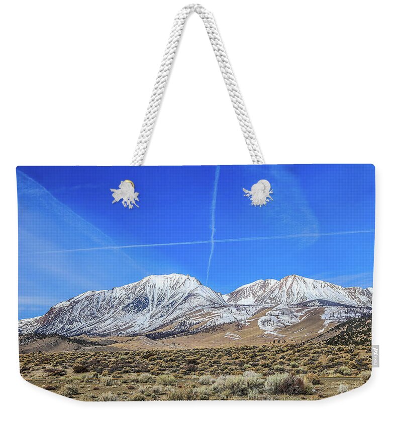 Mountains Weekender Tote Bag featuring the photograph Criss Cross above Eastern Sierras by Mark Joseph