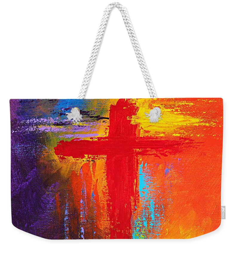 Christian Weekender Tote Bag featuring the painting Cross No.1 by Kume Bryant