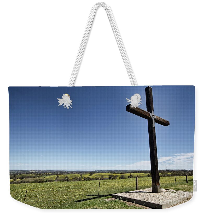 Cross On The Hill Weekender Tote Bag featuring the photograph Cross On The Hill V3 by Douglas Barnard