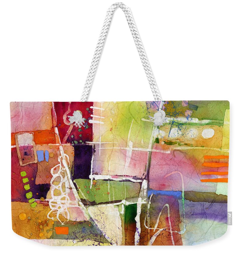 Abstract Weekender Tote Bag featuring the painting Crossroads by Hailey E Herrera