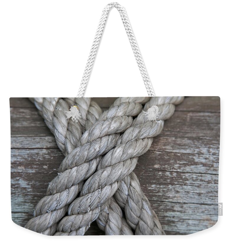 Rope Weekender Tote Bag featuring the photograph Crossropes by Dan Holm