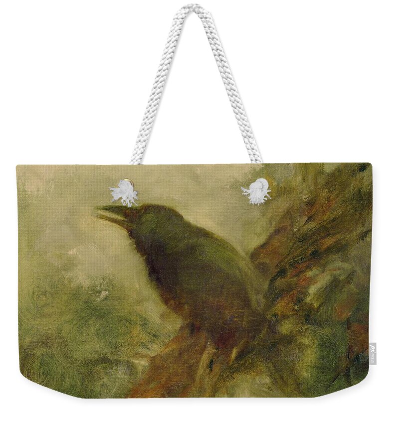 Crow Weekender Tote Bag featuring the painting Crow 14 by David Ladmore