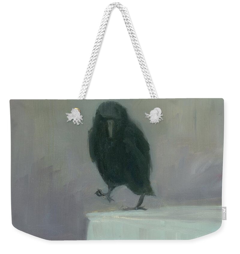 Bird Weekender Tote Bag featuring the painting Crow 16 by David Ladmore