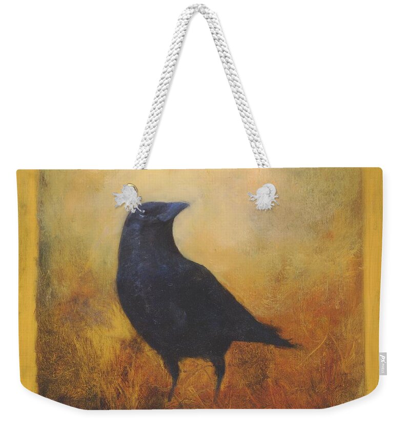 Bird Weekender Tote Bag featuring the painting Crow 25 by David Ladmore