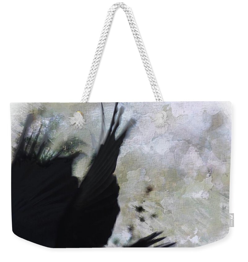  Weekender Tote Bag featuring the photograph Crow Fly by Stoney Lawrentz