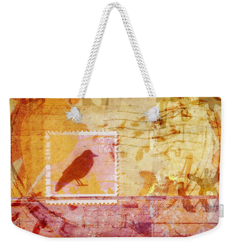 Crow Weekender Tote Bag featuring the photograph Crow in Orange and Pink by Carol Leigh