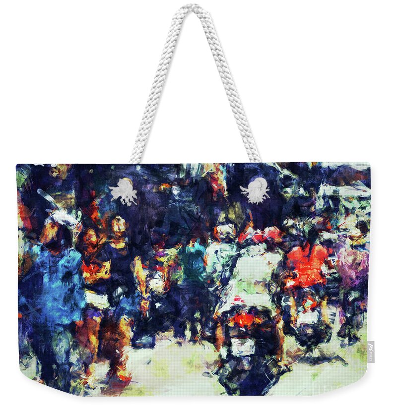 Digital Painting Weekender Tote Bag featuring the digital art Crowded Street by Phil Perkins