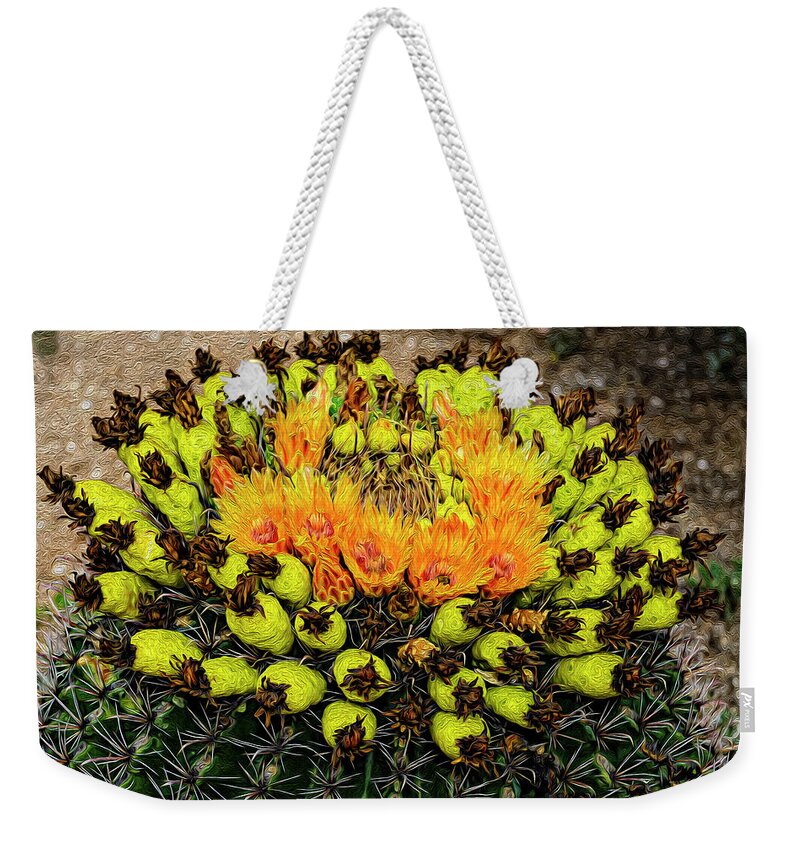Barrel Cactus Weekender Tote Bag featuring the photograph Crown O Plenty op10 by Mark Myhaver