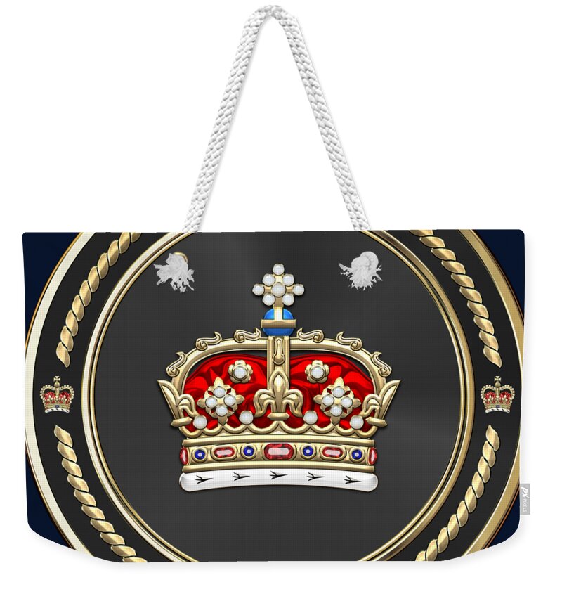 'royal Collection' By Serge Averbukh Weekender Tote Bag featuring the digital art Crown of Scotland over Blue Velvet by Serge Averbukh