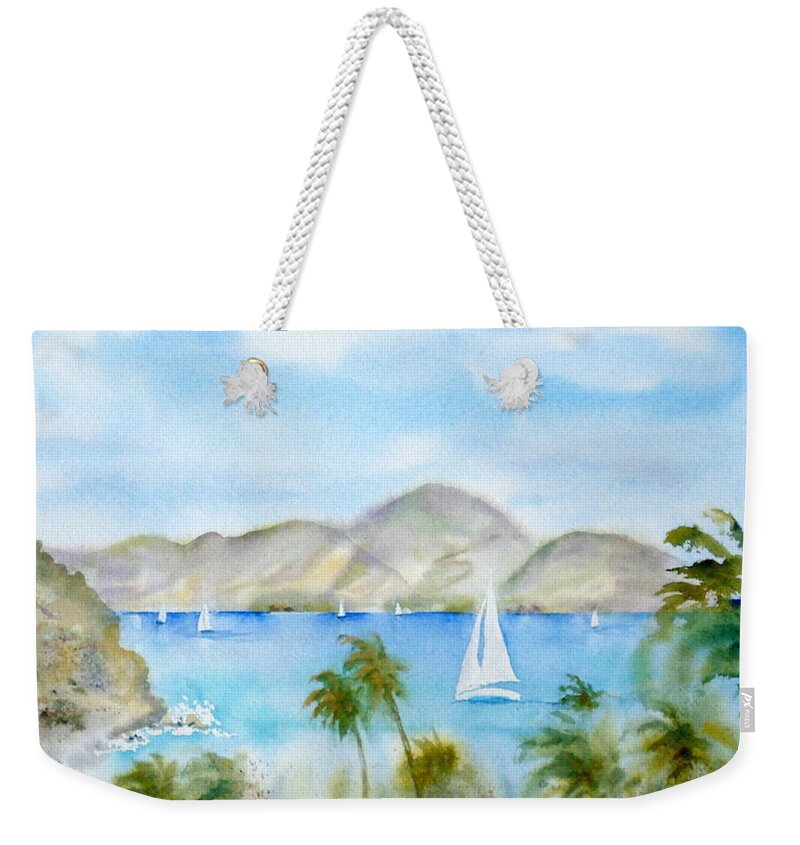 Caribbean Weekender Tote Bag featuring the painting Cruising in the Caribbean by Diane Kirk
