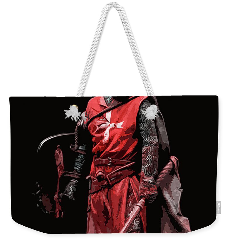 Warrior Weekender Tote Bag featuring the painting Crusader Warrior by AM FineArtPrints