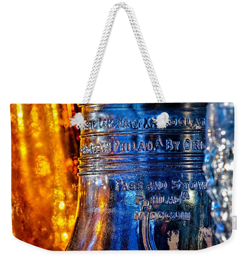 Liberty Bell Weekender Tote Bag featuring the photograph Crystal Liberty Bell by Christopher Holmes