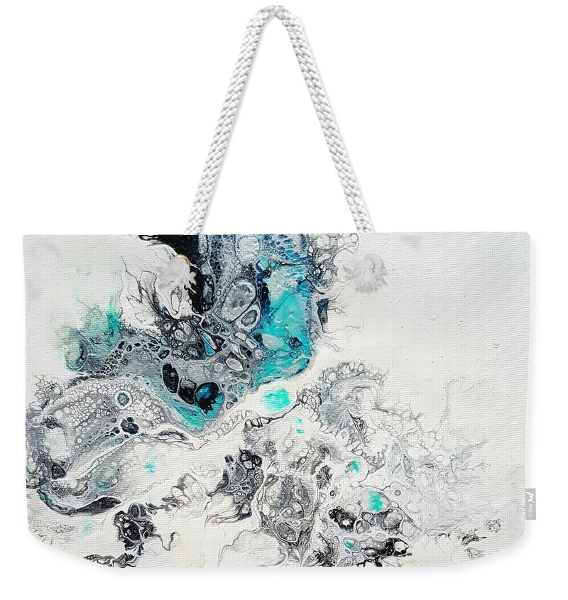 Ice Weekender Tote Bag featuring the painting Crystals of Ice by Jo Smoley