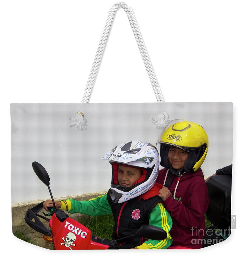 Sponsor Weekender Tote Bag featuring the photograph Cuenca Kids 889 by Al Bourassa