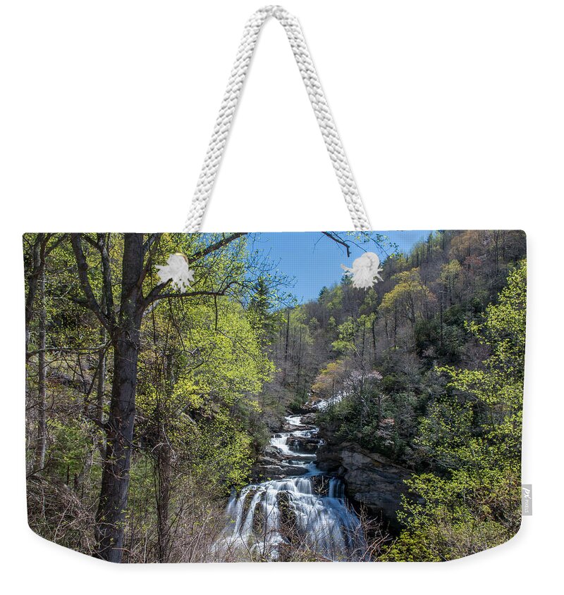 Cullasaja Falls Weekender Tote Bag featuring the photograph Cullasaja In The Spring Time by Chris Berrier