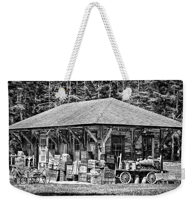 Architecture Weekender Tote Bag featuring the photograph Cummings Railroad Depot, Luggage by Betty Denise