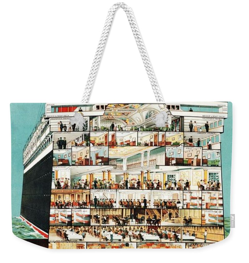 Cunard Line to All parts of the world - Cruise Liner Ship, Steamer Ship -  Vintage Travel Poster Weekender Tote Bag by Studio Grafiikka - Fine Art  America