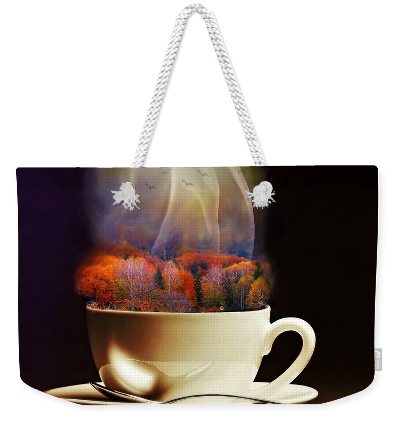 Nature Weekender Tote Bag featuring the digital art Cup of Autumn by Lilia S