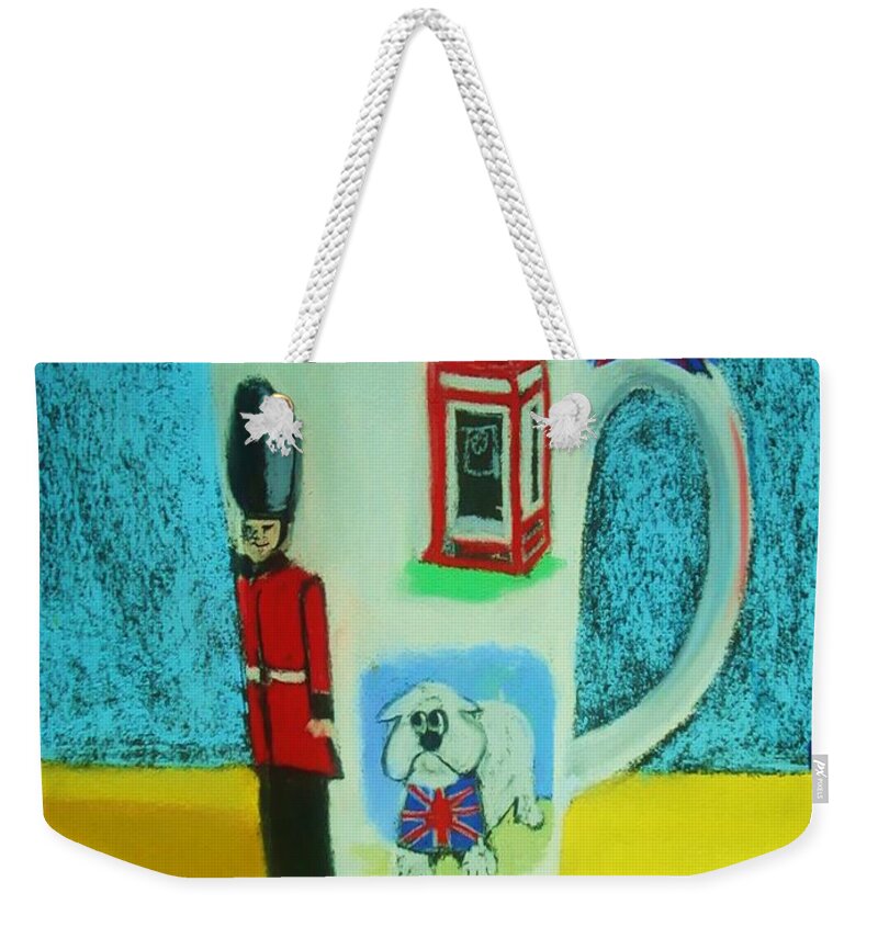 Coffee Cup Weekender Tote Bag featuring the painting Cup of London Java by Melinda Etzold