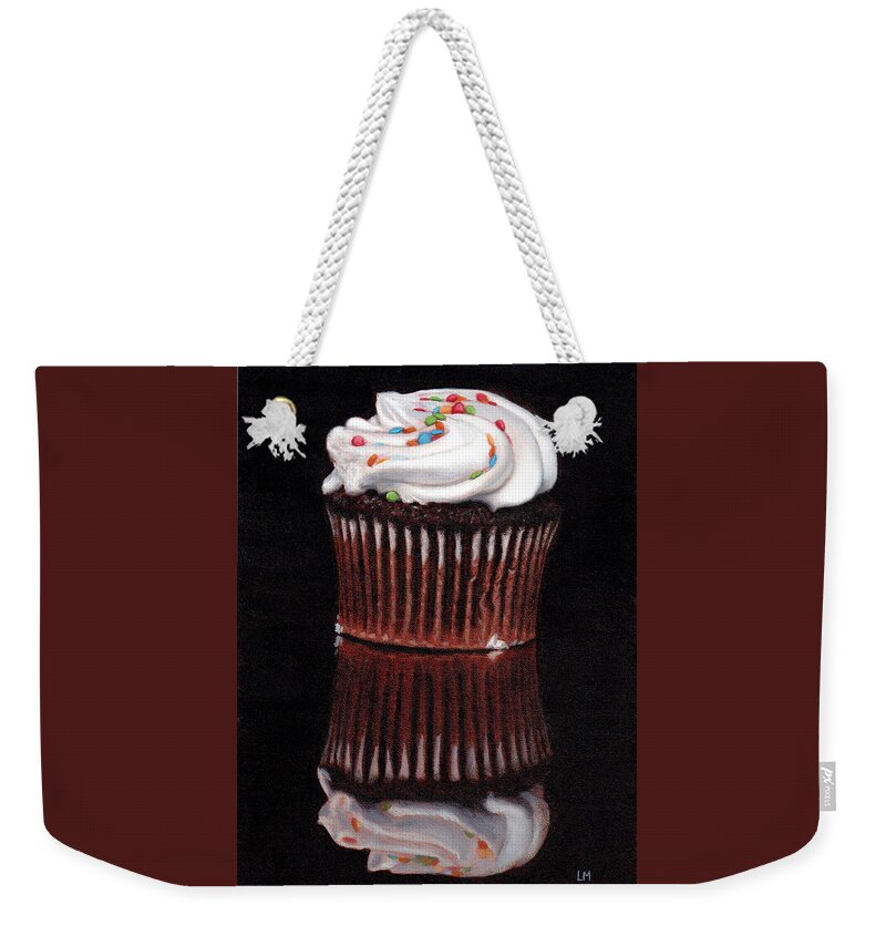 Cupcake Weekender Tote Bag featuring the painting Cupcake Reflections by Linda Merchant