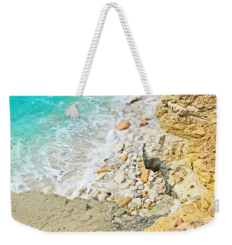 The Turquoise Sea As Seen From Weekender Tote Bag featuring the photograph The Sea below by Priscilla Batzell Expressionist Art Studio Gallery