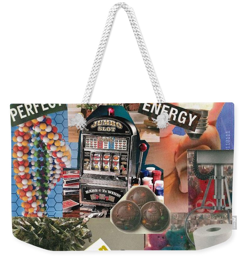 Collage Art Weekender Tote Bag featuring the mixed media Curious Connections by Susan Schanerman