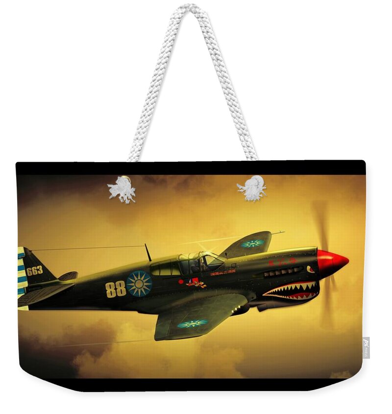 World War 2 Weekender Tote Bag featuring the digital art Curtiss P40 c warhawk by John Wills