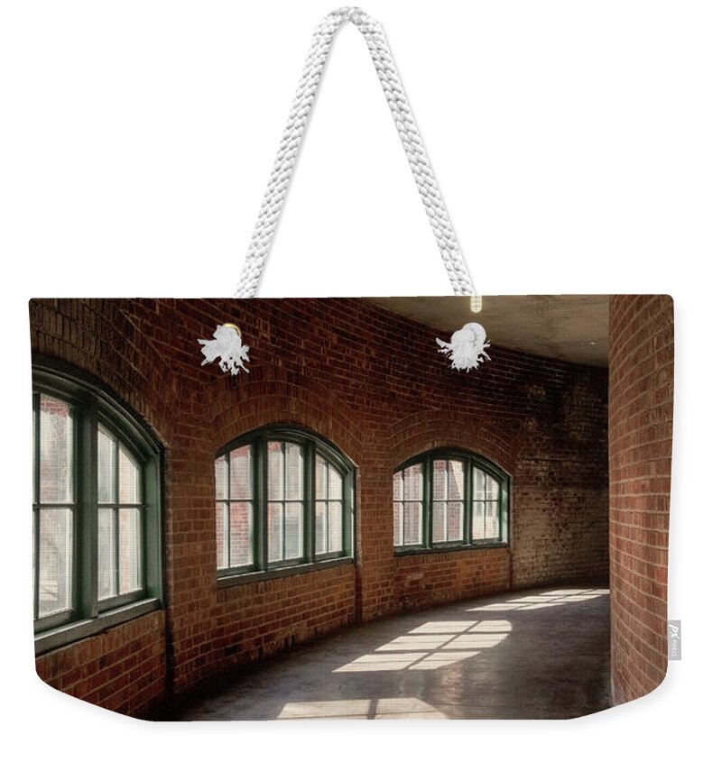 Jersey City New Jersey Weekender Tote Bag featuring the photograph Curved Bricks And Windows     by Tom Singleton