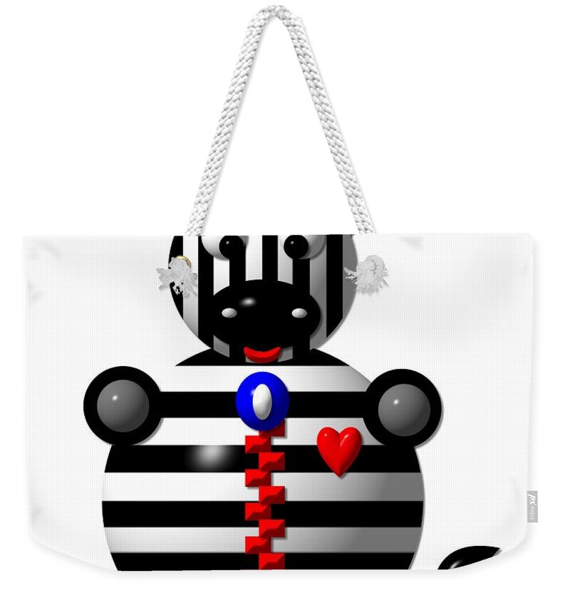 Cute Zebra With A Zipper Weekender Tote Bag featuring the digital art Cute Zebra with a Zipper by Rose Santuci-Sofranko