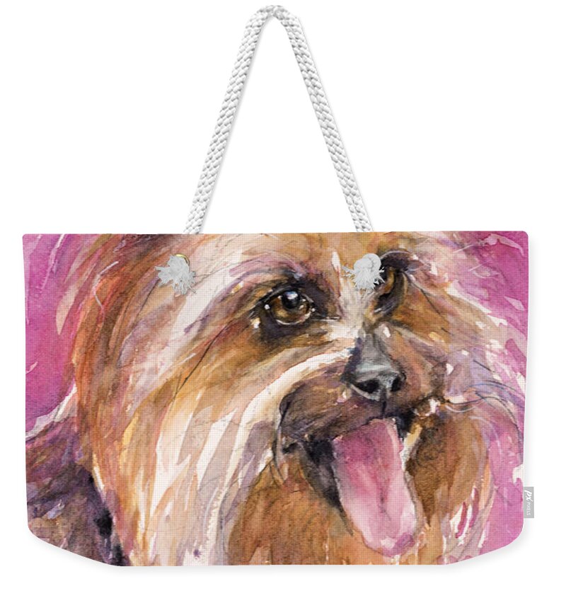 Dog Weekender Tote Bag featuring the painting Cutie Pie by Judith Levins