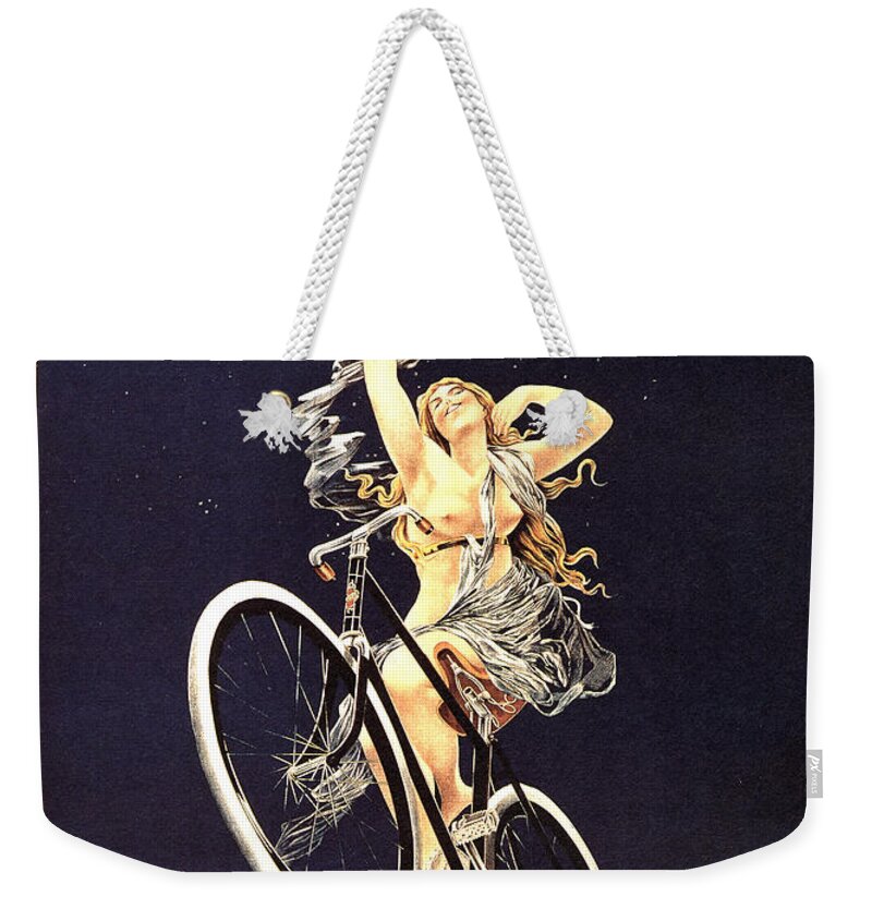 Vintage Weekender Tote Bag featuring the mixed media Cycles Sirius - Bicycle - Vintage French Advertising Poster by Studio Grafiikka