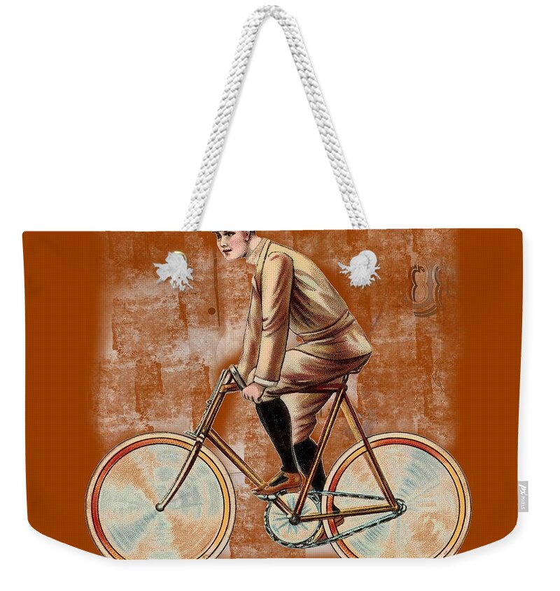 Cycling Man T Shirt Design Weekender Tote Bag featuring the digital art Cycling Man T Shirt Design by Bellesouth Studio