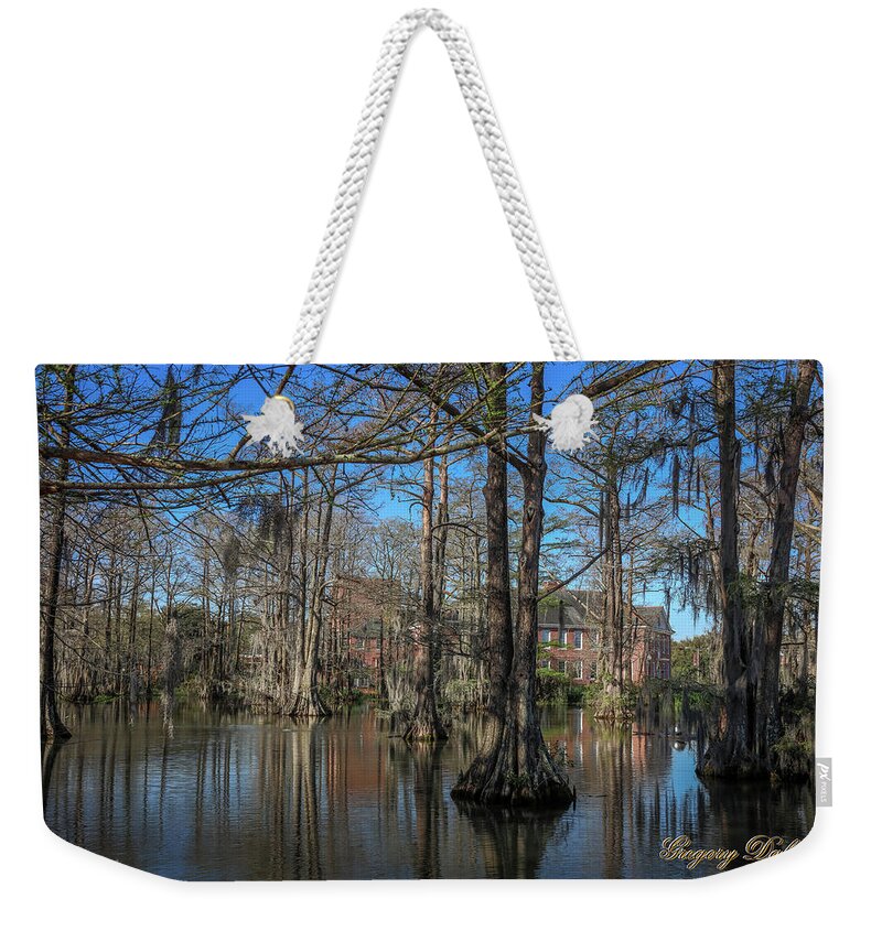Ul Weekender Tote Bag featuring the photograph Cyprus Lake 2 by Gregory Daley MPSA