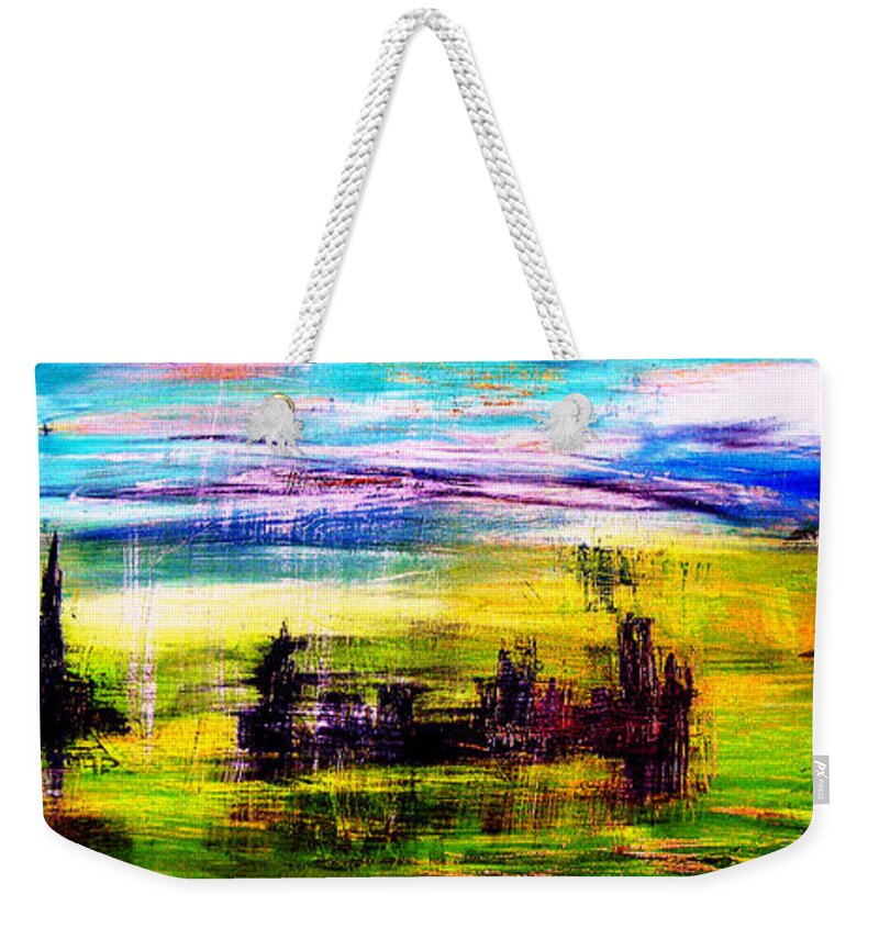 Town Weekender Tote Bag featuring the painting D22 - utopia by KUNST MIT HERZ Art with heart