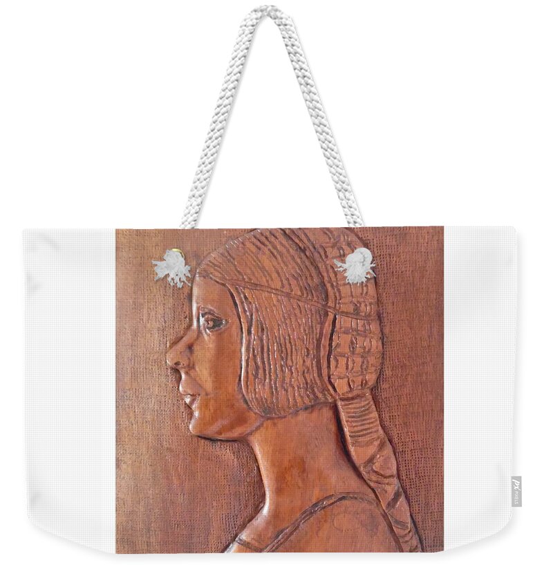 Da Vinci Girl Weekender Tote Bag featuring the relief Da Vinci Girl by Esther Newman-Cohen