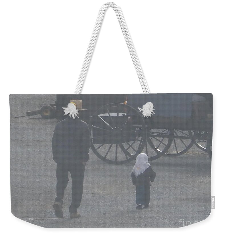 Amish Weekender Tote Bag featuring the photograph Dad and Daughter by Christine Clark