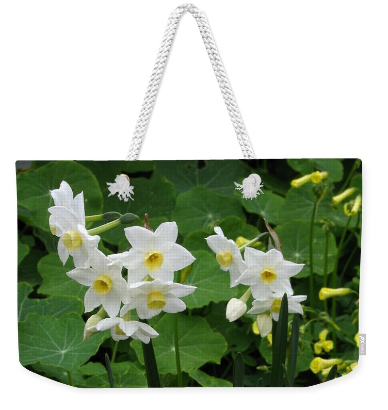 Daffodil Weekender Tote Bag featuring the photograph Daffodils And Oxalis by James B Toy
