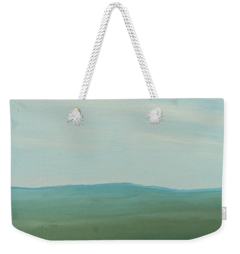 Landscape Weekender Tote Bag featuring the painting Dagrar over Salenfjallen- Shifting daylight over distant horizon 5 of 12_0028 51x40 cm by Marica Ohlsson
