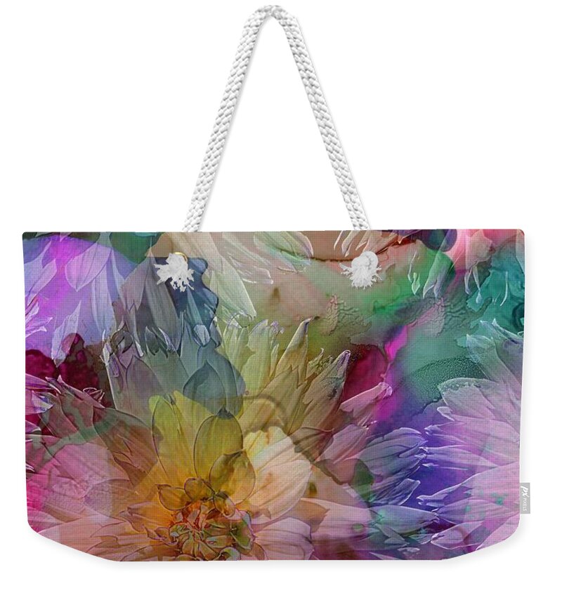 Nature Weekender Tote Bag featuring the digital art Dahlias by Klara Acel