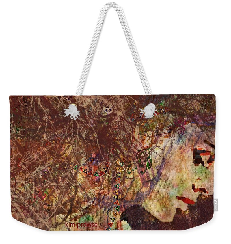 Sad Woman Weekender Tote Bag featuring the mixed media Daisy Chain Eve by Kim Prowse