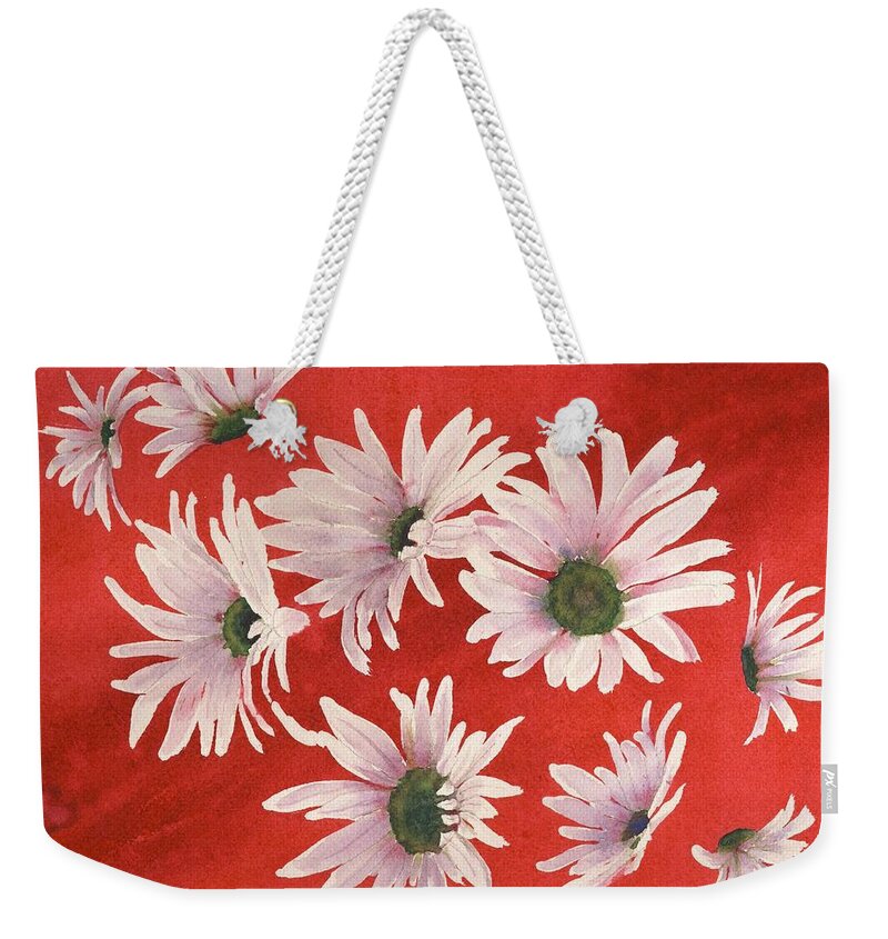 Flowers Weekender Tote Bag featuring the painting Daisy Chain by Ruth Kamenev
