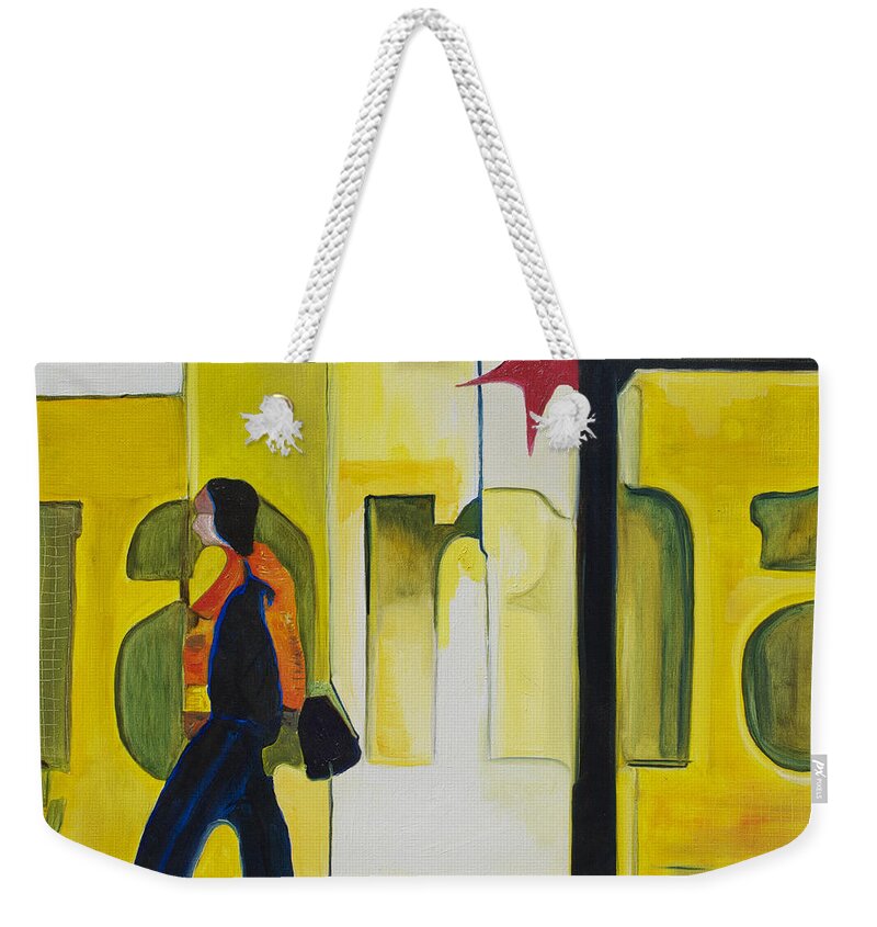 Abstract Weekender Tote Bag featuring the painting Dam Shopper by Patricia Arroyo