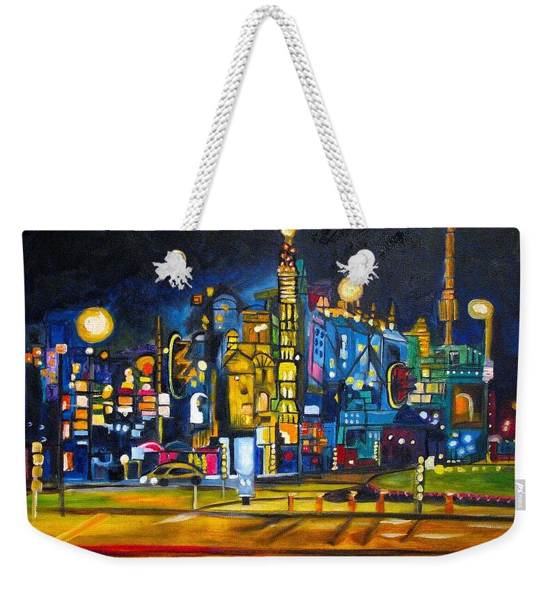 Cityscape Weekender Tote Bag featuring the painting Dam Square by Patricia Arroyo