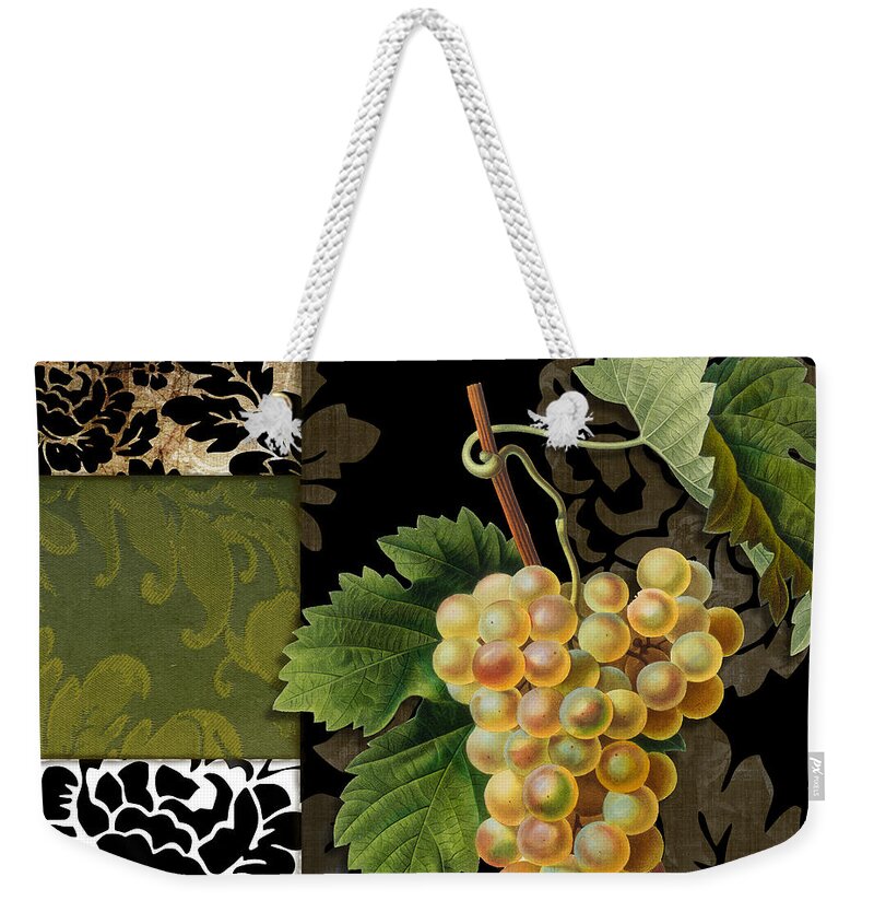 Damask Lerain Weekender Tote Bag featuring the painting Damask Lerain Wine Grapes by Mindy Sommers