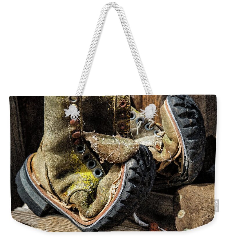 Aged Weekender Tote Bag featuring the photograph Damn I Worked Hard Human Interest Art by Kaylyn Franks by Kaylyn Franks