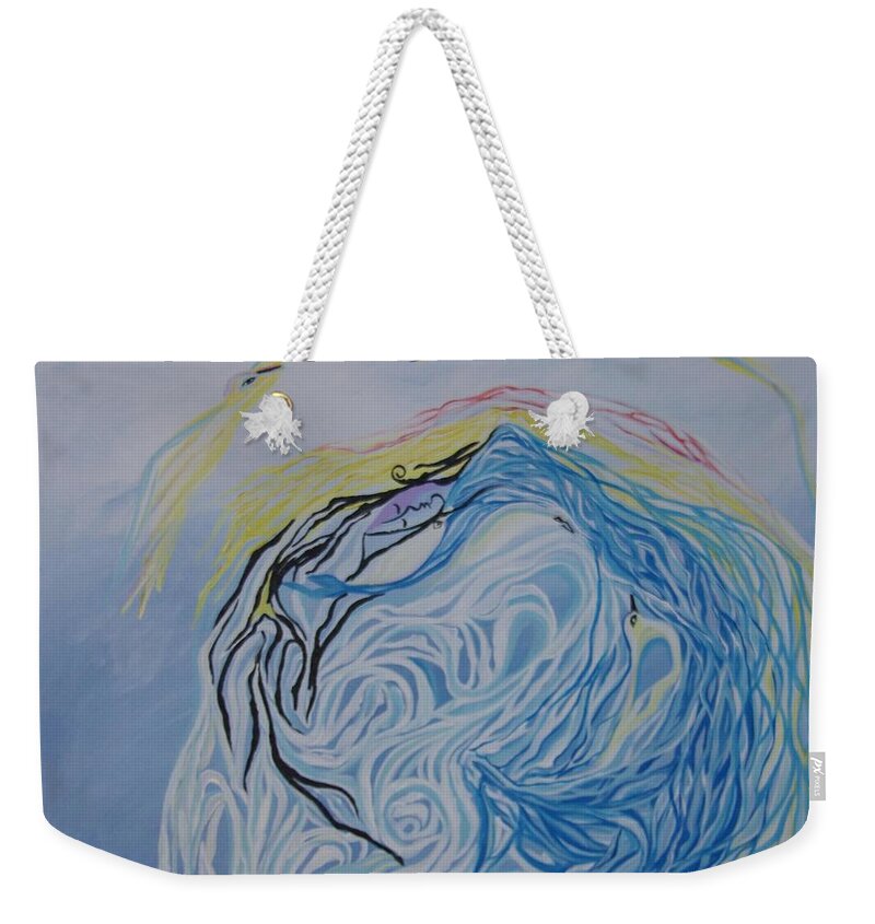 Dance Weekender Tote Bag featuring the painting Dance in the wave by Sima Amid Wewetzer